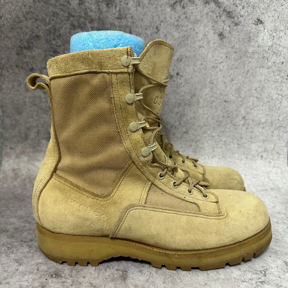 Wellco Combat Boots Mens 10W Tan Desert Military Suede Nylon Lace Up Rugged Sole